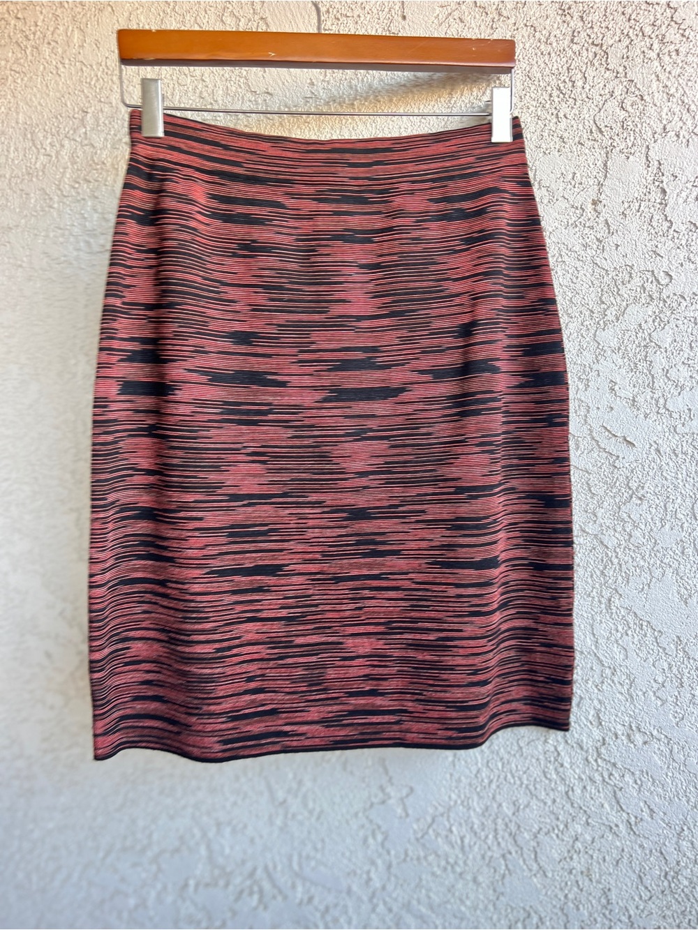 M by Missoni Pink and Black Patterned Wool & Viscose Knit Pencil Skirt